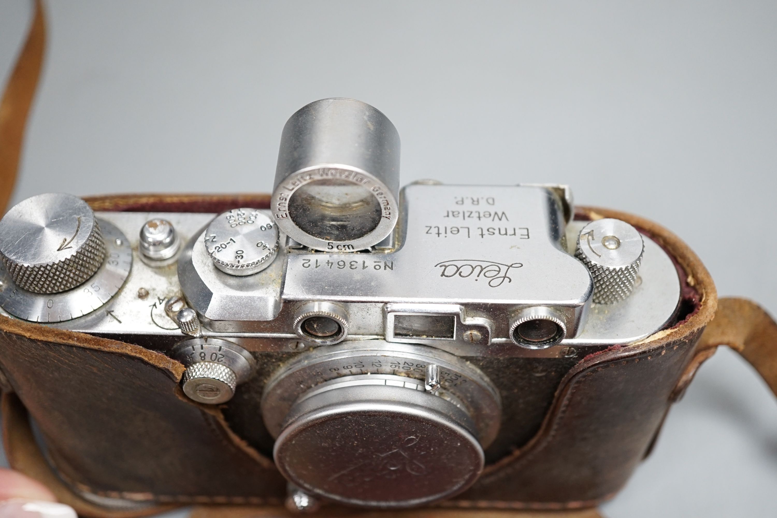 A Leica Model III/IIIA camera, c.1930, no.136412, in leather case